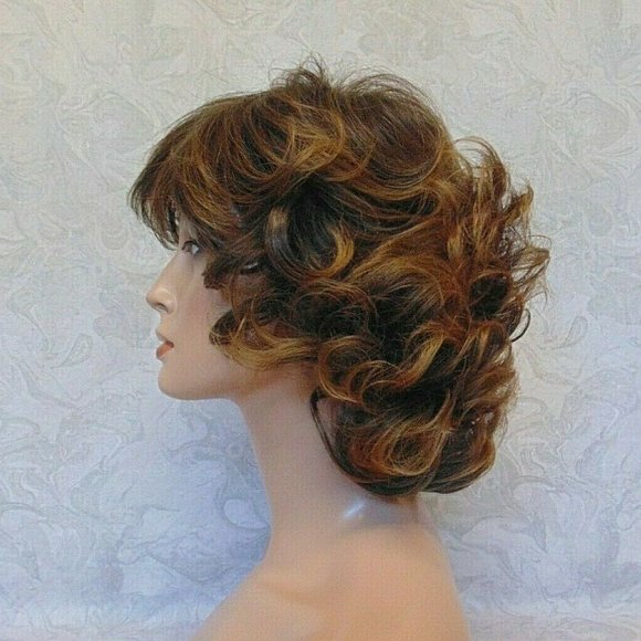 New Curly Brown/Auburn Tipped Heat Resistant Wig main image 8